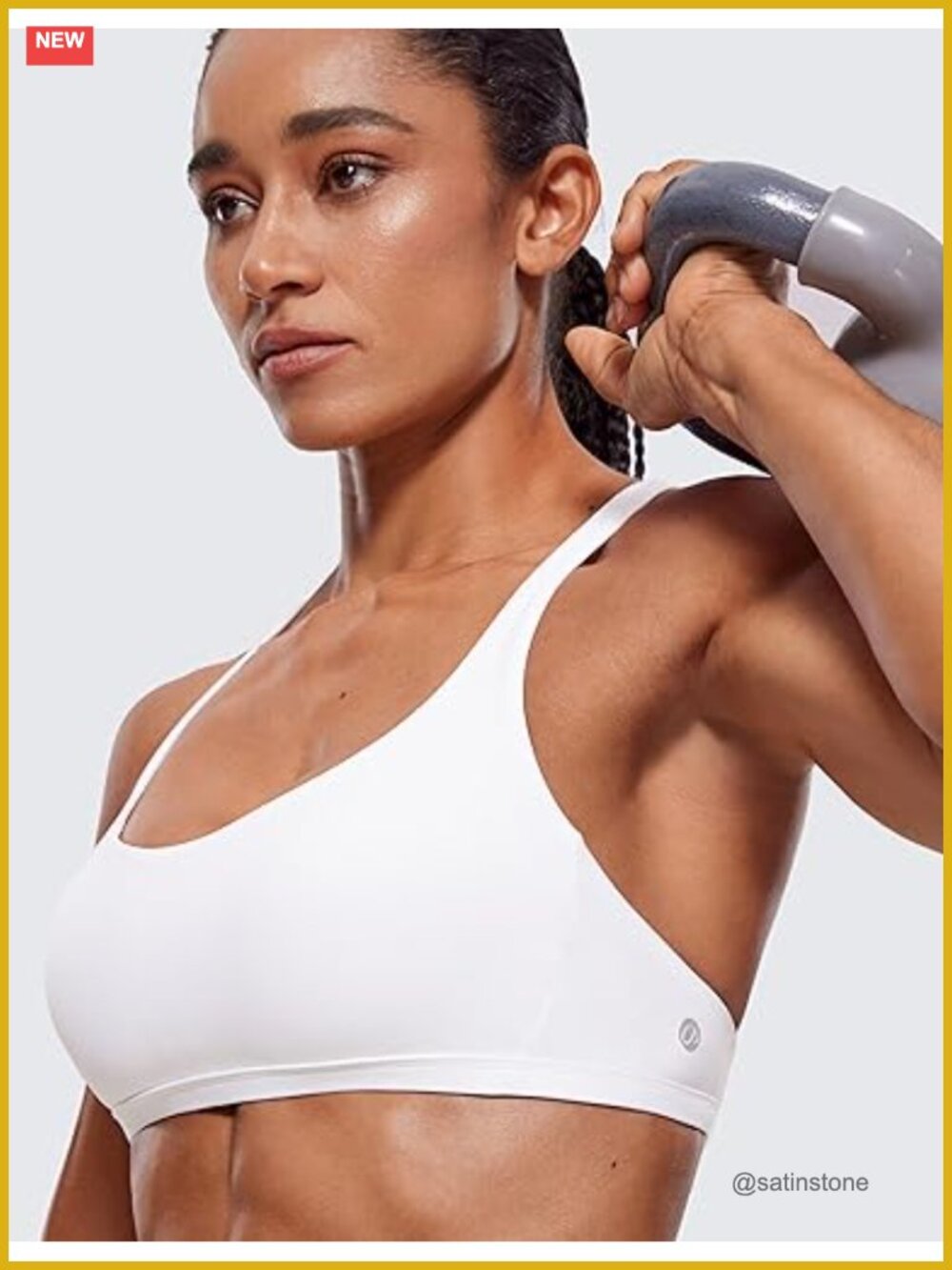 Naked Feeling Criss Cross Sports Bra - Strappy Back Padded Medium Support - Picture 4 of 5